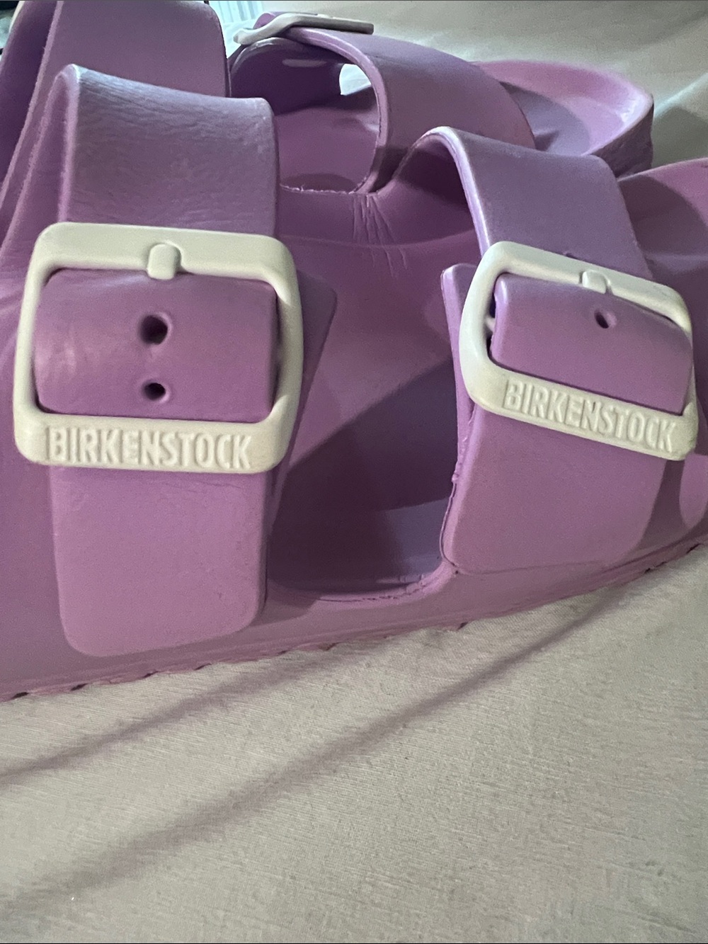 Birkenstock Lavender EVA Slide with White Logo Buckle - Picture 5 of 8
